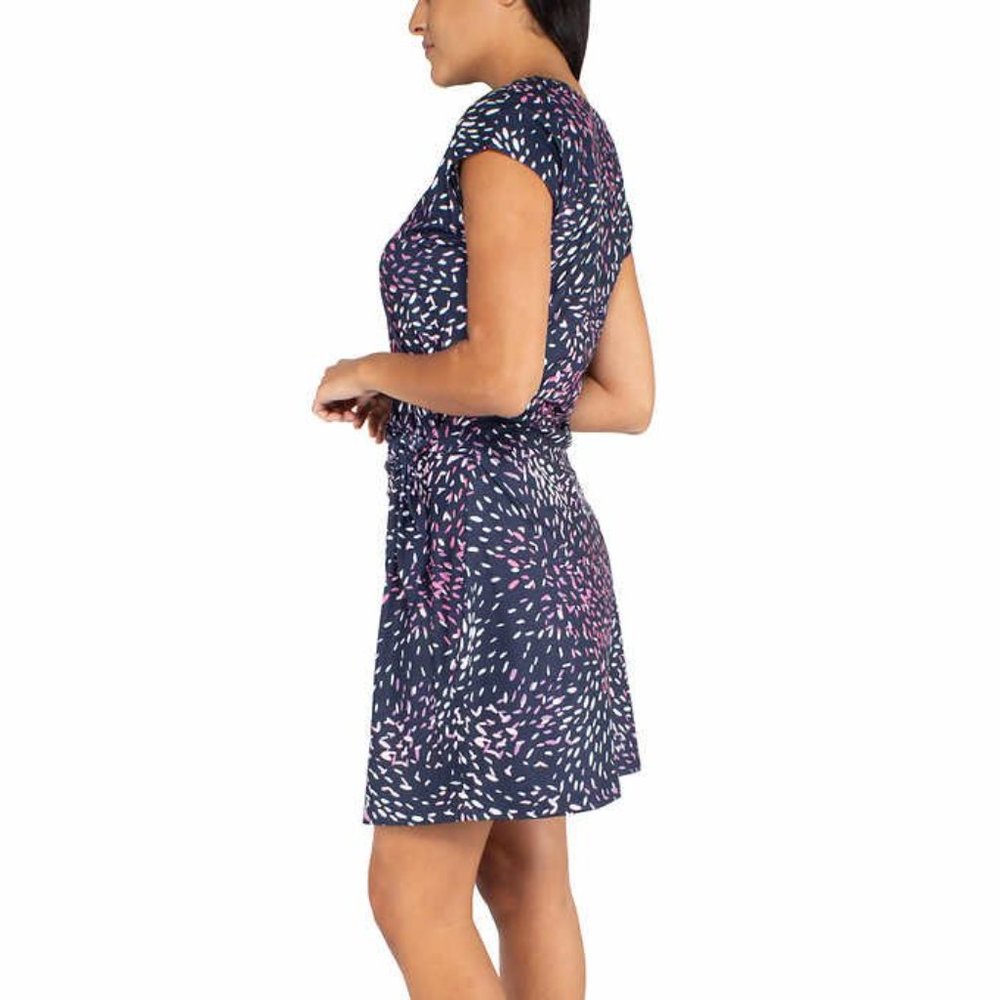 NWT Nicole Miller Ladies' Knot Dress Navy/Pink - Picture 3 of 8